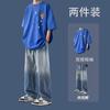 Conjunto de Camisetas de Manga Corta para Hombre, Atuendo de Verano con Jeans de Calle, Conjunto Casual y Versátil de Dos Piezas, Moderno