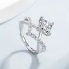Anillo de Celebridad de Internet Douyin Kuaishou Transfronterizo de Zirconia Imitación Moissanita Ocho Corazones y Ocho Flechas para Mujer y Hombre Anillo de Bodas de Seis Garras al por Mayor