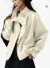 Jaqueta curta dupla-face estilo britânico retrô chique de outono coreana com design de barra ajustada na cintura, jaqueta trench coat versátil