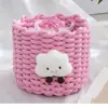 Cesta de Almacenamiento Tejida en Nube Cesta de Almacenamiento de Cuerda de Algodón Caja Organizadora de Escritorio para Cosméticos Almacenamiento Creativo Multifuncional Lindo de Dibujos Animados