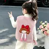 Cross2026 Comercio Exterior Otoño Invierno Nuevo Chaleco de Peluche Bordado de Dibujos Animados para Niños Capa para Niñas Ropa Exterior Chaleco para Niños