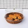 Cesta tejida de imitación con tapa plato redondo para frutas cocina escurridor de verduras cesta para huevos sala de estar hogar cesta para snacks de plástico