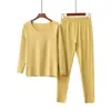 Conjunto Novo de Roupa Íntima Térmica Feminina Outono/Inverno 2026, Conjunto de Pijama Macio e Sem Costura para Outono, Cor Sólida