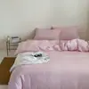 Atrapa la Fresa Estilo Ins Estilo Coreano Rojo Púrpura Cuadros Pequeños Todo Algodón Doble Capa Gasa Juego de Cuatro Piezas 1.8 Ajustado Ropa de Cama Pura de Algodón