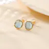 Pendientes de Plata de Ley S925 Yuebao Jewelry con Borde Ondulado de Aguamarina, Frescos y Sencillos, Adecuados para el Trabajo Diario, Pendientes de Plata Suaves y Versátiles