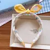 Estilo Coreano Novo Infantil Simples Estampado Amor Tecido Aro de Cabelo Meninas Aba Larga Bordado Adesivo Nó Manual Faixa de Cabeça Pai-Filho