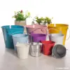 Decoración para el Hogar Artesanías de Metal Cubo Pequeño de Hierro Mini Cubo Creativo de Hojalata Maceta para Suculentas Maceta para Flores Cubo de Almacenamiento de Mesa