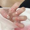 Uñas largas de otoño transfronterizas parche de uñas de uñas blanco transparente hielo largo T desmontable uña uña pieza de uña acabado para llevar uña