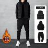 Conjunto Esportivo Masculino Outono e Inverno 2024 Nova Moda Cardigã Colete com Veludo Tops Casuais