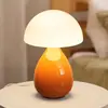 Lámpara de Mesa Cerámica Color Crema Directo de Fábrica con Pantalla de Hongo, Lámpara de Mesita de Noche para Dormitorio, Decoración de Escritorio, Lámpara de Mesa Transfronteriza