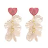 Pendientes Acrílicos con Forma de Corazón de Resina Estilo Resort, Súper Estilo Hada, Dulces y Elegantes, Pendientes de Nicho de Alta Gama para Mujer