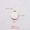 En stock, accesorios de placa redonda brillante de acero inoxidable, colgante con letras DIY de 0,8 x 10 mm/1 x 12 mm.