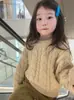 Estilo Coreano Meninas Inverno 2026 Novo Retrô Off-White Tricô Trançado Suéter Engrossado Menina Calça Wide-Leg Verde Picles