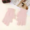 Guantes de punto de imitación de piel de visón de dos dedos con forro polar, hilo grueso, compatibles con pantalla táctil, para hombres, mujeres, estudiantes, ciclismo, guantes cálidos de invierno