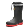 Botas de Lluvia para Hombre hasta la Pantorrilla, Antideslizantes, Impermeables, Botas de Lluvia hasta la Pantorrilla, Zapatos de Goma de Algodón para Lavado de Autos de Otoño e Invierno, Zapatos de Agua para Pesca
