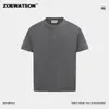 Camiseta de Manga Corta con Cuello Henley Estilo Old Money para Hombre Zoewatson Verano Peso Pesado Casual Americano Versátil Top de Manga Corta