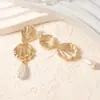 Pendientes Transfronterizos Estilo Vacacional Nueva Moda Marina Aleación Concha Imitación Perla Gota de Agua Colgante Sencillos Versátiles