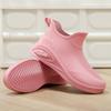 Botas de lluvia británicas para mujer, nuevas botas de lluvia de moda impermeables planas casuales antideslizantes para trabajo de cocina, lavado de coches, zapatos de goma para compras de comestibles