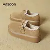 Zapatos Mula de Suela Gruesa Augusden para Mujer 2026 Nuevo Estilo de Invierno con Forro Polar Añadido y Zapatos de Algodón Engrosados Mocasines sin Cordones