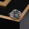Zhen Rong desea el mejor vendido nuevo anillo de princesa con incrustaciones de circonita arcoíris, anillo de compromiso chapado en plata 925 europeo y americano.