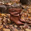 Botas Cuadradas de Tacón Alto de Moda para Mujer 2026 Nuevas Botas Vaqueras Plegables de Moda Botines Tobilleros de Tacón Fino Adelgazantes