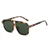 Gafas de Sol de Moda Europeas y Americanas con Doble Puente para Hombres, Nuevas Gafas Redondas Estilo Aviador con Protección Solar, Monturas con Estampado de Leopardo, Gafas de Venta al por Mayor Transfronteriza