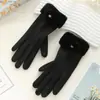 Luvas Quentes para Mulheres no Inverno, Espessadas com Lã, Fofas, à Prova de Vento, Espessadas com Lã, Adequadas para Ciclismo ao Ar Livre, Luvas Quentes com Tela Sensível ao Toque