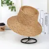 Sombrero de Paja Tejido a Mano de Rafia Estilo Europeo y Americano para Mujer, Sombrero de Sol de Ala Ancha para Viajes de Verano en la Costa, Sombrero de Playa