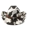 Estilo Étnico Patrón de Vaca Sombrero de Vaquero Occidental Sombrero para Viajes al Aire Libre Otoño e Invierno Sombrero de Jazz Decorativo de Cabeza de Vaca para Mujer