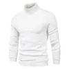 Suéter Gola Alta Liso Masculino Outono/Inverno 2025 Tricô Masculino Camisa Base Verde Militar