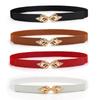 Cinturón fino con diseño de hojas para mujer, con sello decorativo y falda, estilo retro, elástico y estrecho.