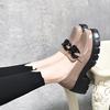 Zapatos de cuero estilo británico retro para mujer, primavera 2024, nueva moda, combinables, informales, con plataforma y punta redonda, sin cordones