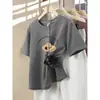Camiseta Branca de Algodão Puro com Ombro Reto, Manga Curta Grossa Escovada para Mulheres, Nova Moda Versátil 2026 para Primavera, Verão, Outono e Inverno