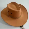 Chapéu de Cowboy Ocidental Transfronteiriço Chapéu de Cavaleiro Chapéu de Sol Masculino e Feminino Aba Larga Outdoor Camurça Corda Moldada Chapéu de Viagem