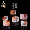 Jiuya Cristal Natural Peixe Koi Flor Colorida Resina Flor Esculpida Pixiu Vermelho e Amarelo Flor Delicada Acessórios Pixiu Atacado