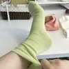Calcetines de Color Sólido de Longitud Media Estilo Caperucita Roja Calcetines de Apilamiento de Luna Calcetines de Estilo Coreano Algodón Calcetines para Mujer