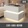 Mesita de noche inteligente de madera maciza, mesita de noche minimalista moderna, estilo dormitorio crema, mueble de almacenamiento multifuncional para el hogar de lujo ligero