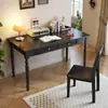 Mesa Americana de Madeira Maciça para Apartamento Pequeno, Mesa de Estudo para Estudante, Mesa de Escritório Simples Retrô, Mesa de Escrita para Estudo de Quarto