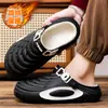 Pantuflas de Invierno Cálidas de Algodón Eva de Talla Grande Transfronterizas para Hombres para Usar Afuera, Pantuflas de Algodón con Punteras, Zapatos de Algodón Impermeables para el Hogar para Hombres