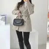 Roupas Femininas Roupas Femininas Coreanas Dongdaemun Alta Qualidade Chique Outono Inverno Moda Lapela Dupla Botão Lã Casaco