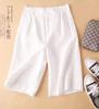 Pantalones cortos anchos de algodón y lino para mujer, estilo artístico, de verano, finos, semielásticos, de cintura alta, holgados, adelgazantes, informales, de media longitud.
