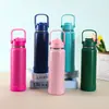 Botella Espacial Simple Portátil Personalizada de Acero Inoxidable 304 Taza de Doble Pared con Aislamiento al Vacío Taza Portátil para Exteriores con Popote Venta al por Mayor