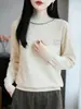 Suéter Tricot Pulôver Feminino Novo Outono 2026 com Letras de Strass, Suéter Gola Alta Meia, Suéter Básico Feminino, Tamanho Plus Size, Manga Longa