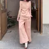 Conjunto de dos piezas rosa estilo francés, relajado y sencillo para mujer, nuevo de moda verano 2026, top tipo tank elegante y pantalón de pierna ancha, conjunto de dos piezas