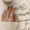 Anillo Vintage de Plata Tailandesa Ajustable para Mujer, Moderno y Único, Joyería Versátil Hip-Hop Retro al por Mayor