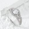 Anillo de diamantes micro-incrustados para mujer, anillo abierto ajustable de doble capa de circonita personalizado, anillo versátil multicapa para el dedo índice