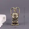 Adorno de Latón Tallado a Mano de Wukong con Trenzas, Talla Vintage de Madera Maciza del Gran Sabio, Artesanía Decorativa