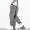 Pantalones para hombre, estilo chino, de verano, recién llegados, de algodón y lino a cuadros, hasta los tobillos, holgados, con pierna irregular, de lino.