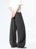 Pantalones Casuales de Cuadros Patchwork Falsos de Dos Piezas con Cordón para Hombre 2026 Nuevo Estilo Urbano Sueltos Versátiles Adelgazantes Rectos de Pierna Ancha