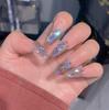 Arte de Uñas Caliente Elfo Gelatina Aurora Fantasma Violeta Fondo Plano Diamante Super Brillante Diamante de Uña Joyería de Uña Diamante con Forma de Hielo de Vidrio